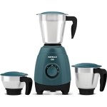 Havells ESO 750 Watts 3 Jar Mixer Grinder | Rust Resistant 304SS Blade | High Speed Mixie 21000 RPM motor| Heavy and Wider mouth SS Jars with Handle| 5 Year Motor Manufacturer Warranty (Teal)
