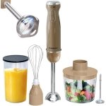 The Better Home Fumato1000W 4-in-1 Hand Blender with Chopper, Whisk, Frother & Jar | Stainless Steel | Low Noise | Push Button | Multipurpose Blade | ISI Approved | Taupe | 1-Year Warranty
