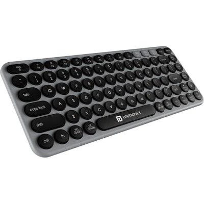 Portronics Bubble 2.0 Wireless Keyboard with Bluetooth + 2.4 GHz Receiver, Connect 3 Devices, Compact TKL Size, 10m Working Range, Function Shortcut Keys, for Laptop, PC, Smartphone, Tablet (Grey)