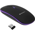 ZEBRONICS Blanc Slim Wireless Mouse with Rechargeable Battery, BT + 2.4GHz, 4 Buttons, 800/1200/1600 DPI, Silent Operation, Multicolor LED Lights