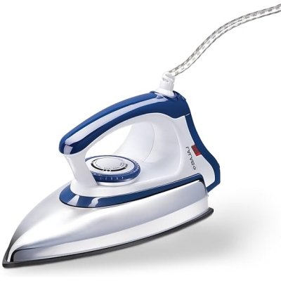 Bajaj Stainless Steel Majesty DX-11 1000 Watts Dry Iron | Advance Soleplate And Anti-Bacterial German Coating Technology | Automatic Shut Off | Thermal Safety Fuse | 2-Yrs Warranty 【White & Blue】