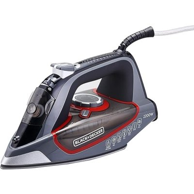 Black+Decker Steam Iron | 2200 Watt, 380 ml, 2 Yrs Warranty | Iron for Clothes, Iron Box, Steam Press, Press with Anti Drip, Non-Stick Ceramic Sole, 35g/min Steam Output (Grey)