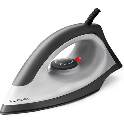 Longway Kwid Light Weight Non-Stick Teflon Coated Dry Iron, Electric Iron for Clothes (1100 Watt, Black)