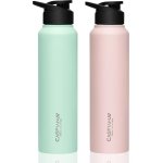 CASPIAN /// Hike Stainless Steel Sipper Water Bottle (Mist Green & Light Pink, 1 Litre, Set of 2)| Leak Proof Thunder for Fridge Home Office Travel School Kids Boys Girls Adults Sports Gym Yoga