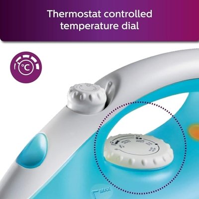 Philips Steam Iron GC1011/01 (World no. 1 Ironing Brand) with 1200 Watts Quick Heat up, linished soleplate for smooth ironing, up to 15 g/min of steam
