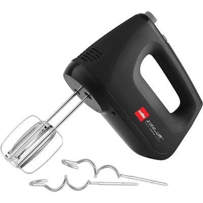 Cello Supreme Plus Hand Beater 400 Watt Black | 5 Speed Control Knob | Stainless Steel Dough Hooks & Detachable Beaters | Lightweight Hand Mixer Blender | 1 Year Warranty
