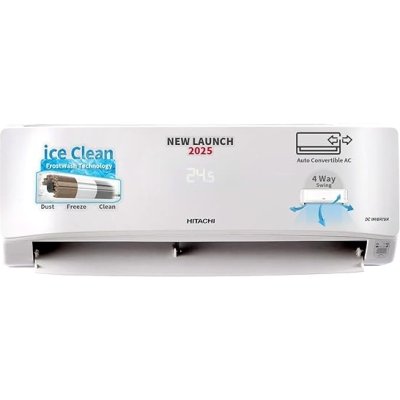 Hitachi 1 Ton Class 5 Star, 4-Way Swing, ice Clean, Xpandable+, Inverter Split AC (100% Copper, Dust Filter - 5400STXL RAS.G512PCBIBT, White