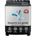 Samsung 10.5 kg, 5 star, Semi-Automatic Top Load Washing Machine (WT10C4260GG/TL, Air Turbo Drying, Light Gray,)