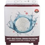 Haier 7 Kg 5 Star Semi Automatic Top Load Washing Machine with Anti Bacterial Cross Pulsator and Spray Function (HTW70-1187BTN, Anti Rat Mesh, Magic Filter, Castors, Burgundy)