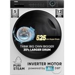 Haier 8 kg 5 Star Powered by AI-DBT with PuriSteam, 525mm Super Drum Fully Automatic Front Load Washing Machine (HW80-IM12929C, Inverter with In-Built Heater, White)