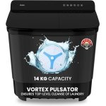 Haier 14 Kg 5 Star Semi Automatic Top Load Washing Machine with Toughened Glass and Soft Fall Technology (HTW140-178BK, Anti Bacterial Vortex Pulsator, Magic Filter, Anti Rat Mesh, Castors, Black)