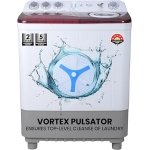 Haier 8.5 Kg 5 Star Oxyi Dry Technology Semi Automatic Top Loading Washing Machine (HTW85-186, Anti Bacterial Vortex Pulsator, Magic Filter, Rat Mesh, Maroon, White)