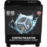 Haier 10 kg 5 Star Toughened Glass & Vortex pulsator Semi Automatic Top Load (HTW100-178BKN,Black)