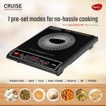 Pigeon by Stovekraft Cruise 1800 watt Induction Cooktop With Crystal Glass,7 Segments LED Display, Auto Switch Off - Black