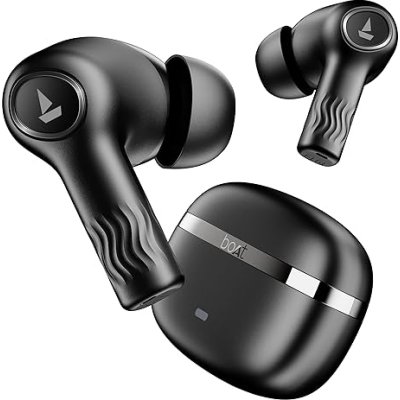 boAt Nirvana Ion, 120HRS Battery, Crystal Bionic Sound w/Dual EQ Modes, 4Mics ENx, App Support, Low Latency, IPX4, v.5.2 Bluetooth Earbuds, TWS Ear Buds Wireless Earphones with mic (Charcoal Black)