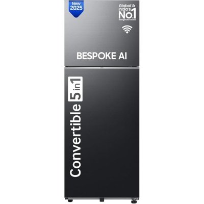 Samsung 419 L, 3 Star, Convertible 5-in-1, Digital Inverter, Frost Free Double Door, Bespoke AI WiFi Enabled Refrigerator (RT45DG6A4DB1HL, Black Matte)