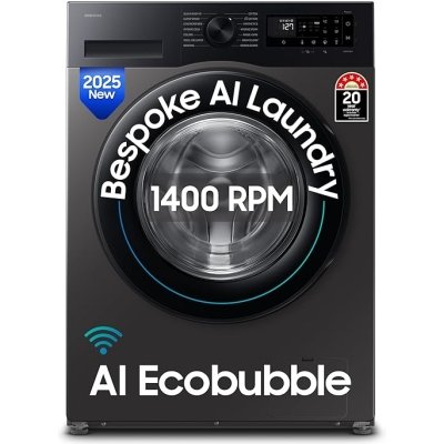 Samsung 12 kg, 5star, AI Ecobubble, Super Speed, Wi-Fi, Hygiene Steam with Inbuilt Heater, Digital Inverter, Fully-Automatic Front Load Washing Machine (WW12DG5B24AXTL, Inox)