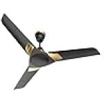 Polycab Aereo Plus Star Rated, 1200mm Ceiling Fan For Home | High Speed & Air Delivery | Saves Up To 33% Electricity, 100% Copper, Rust-Proof Blades, 52 Watt | 3-yr Warranty【Matt Black Choclate Gold】