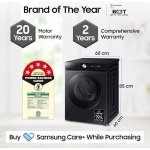 Samsung 12 kg, 5 Star, AI Control, Super Speed, Wi-Fi, Hygiene Steam with Inbuilt Heater, Digital Inverter, Fully-Automatic Front Load Washing Machine (WW12DB8B54GBTL, Black)
