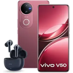 VIVO V50 5G Elite Edition Rose Red, 12GB RAM, 512GB Storage TWS 3e Buds up-to 30dB ANC Inside The Box|with No Cost EMI/Additional Exchange Offers