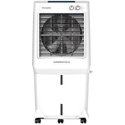 Crompton Surebreeze 95 Desert Air cooler for home | High Density honeycomb pad for faster cooling | 4 way air-deflection & Auto Swing | Faster air delivery| Everlast Pump |With ball bearing advantage
