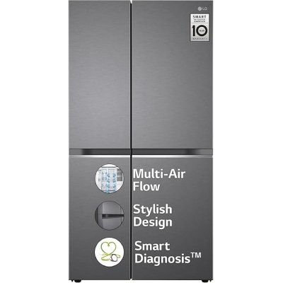 LG 655 L Frost-Free Smart Inverter Double Door Side-By-Side Refrigerator (GL-B257HDSY, Dazzle Steel, Express Freeze | Multi Air-Flow)