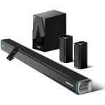 boAt Aavante Bar 5400D, 550W Dolby Audio, 5.1 CH with Wireless Subwoofer & Satellites,LED Modes & Display,Decor Enhancing Design, Bluetooth Sound Bar, Home Theatre Soundbar Speaker (Premium Black)