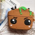 Soomio for Airpods Pro (2019) Headphones Pouch Case Soft Silicone Cartoon Character 360-degree Protection Case with Keyring (Groot)