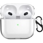 LIRAMARK Silicone Soft Case Cover with Buckle for Airpods 4 (2024), Apple airpods 4th Generation case (Transparent)