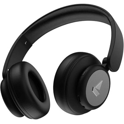 boAt Rockerz 450/450R, 15 HRS Battery, 40mm Drivers, Padded Ear Cushions, Integrated Controls, Dual Modes, Bluetooth Headphones, Wireless Headphone with Mic (Luscious Black)