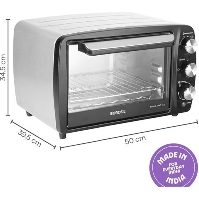 Borosil 16L 1350W Prima Pro Oven Toaster Griller | Grill, Bake, Toast, Reheat, Barbeque | Adjustable Temperature Control, Auto Shut Off | Pizza Oven, Cake Oven for Baking | 2 years Warranty