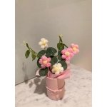 VRB Dec 1pcs Artificial Crochet Flower Bouquet/Artificial Flowers Bunch/Crochet flowers bouquet/Crochet flowers/Flowers Bouquet Gift for Girls Home Decor,gifting,etc. (Pink Daisy Bouquet)