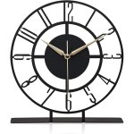 PRAMUKH FASHION Battery Operated Desk Clock Modern Metal Desk Clock Reloj de Escritorio para Oficina Pequeña y Tranquila Junto a La Cama Desk Metal Clock (Black) (Bunella)