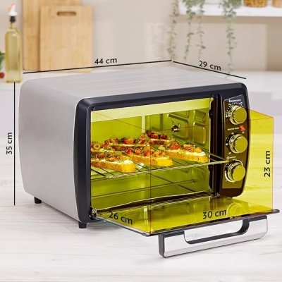 Borosil OTG Pro Plus 20 Litres Oven Toaster Griller, Motorized Rotisserie, Pizza Oven, Cake Oven for Baking | 6 Heating Option | 2 years Warranty