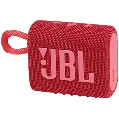 JBL Go 3, Wireless Ultra Portable Bluetooth Speaker, Pro Sound, Vibrant Colors with Rugged Fabric Design, Waterproof, Type C (Without Mic, Red)
