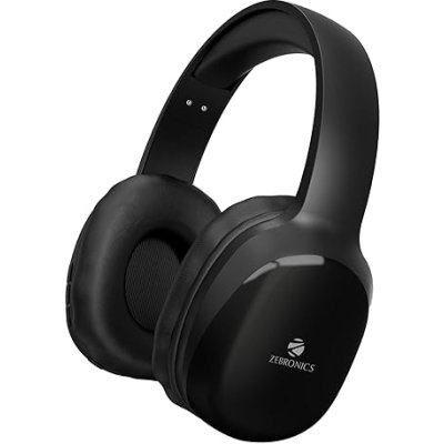 ZEBRONICS Zeb-Thunder PRO On-Ear Wireless Headphone Up to 60 Hours Playback, Wired Mode, USB-C Type Charging(Black)