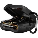 Sounce Earphone Case Cover Compatible for Boult x Mustang Torq TWS Earbuds, Soft Silicone Skin Case Cover Shock-Absorbing Protective Case with Keychain [Front LED Visible] (Black)