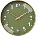TEKCOOL Plastic Digital Wall Clock 12" Silent Quartz Decorative Latest Non-Ticking Classic Clock Battery Operated Round Easy to Read for Room/Home/Kitchen/Bedroom/Office/School (Mehendi).