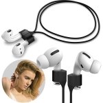 Sounce Anti-Lost Magnetic String Silicone Cable Strap for Apple Airpods 3rd Gen, Airpods 1 & 2, Airpods Pro Soft Neck Rope Cord - Black