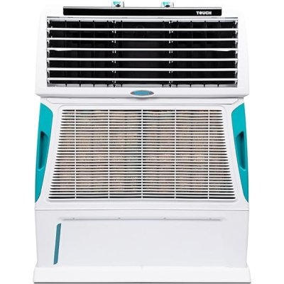 Symphony Touch 55 Personal Air Cooler For Home with 4-Side Aspen Pads, Powerful Double Blowers and Closable Louvers (55L, White)