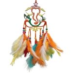 Varenyam Wooden Handpaited Ganpati Dream Catcher for Car, Ganesha Car Mirror Hanging Accessories Interior, Ganesh Dream Catcher for Car Decoration Items