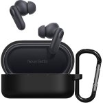 Sounce Earphone Case Cover Compatible for OnePlus Nord Buds 2r, Soft Silicone Skin Case Cover Shock-Absorbing Protective Case with Keychain [Front LED Visible](Black)