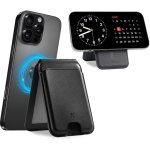 Capes Magnetic Wallet for iPhone, Compatible with MagSafe Wallet, 5 Card Holder, for iPhone 16/15/14/13/12 Models, Wallet with Adjustable Stand, Not for iPhone 12 & 13 Mini, PU Leather, Black