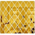 Wall1ders Rhombus Pattern 58 Pcs DIY Mirror Stickers for Wall, Wall Mirror Stickers, Acrylic Stickers, Wall Stickers for Hall Room, Bed Room, Kitchen. (Golden)