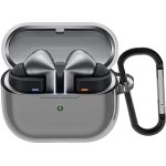 Sounce Earphone Case Cover for Samsung Galaxy Buds 3 Pro and Galaxy Buds 3 TWS Soft Silicone Skin Case Cover Shock Absorbing Protective Case with Keychain [Front LED Visible] - Transparent