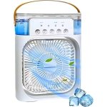 DRUMSTONE 𝟏𝟓-𝐘𝐞𝐚𝐫 𝐖𝐚𝐫𝐫𝐚𝐧𝐭𝐲 | Portable USB Air Cooler | Rechargeable 3-Speed Fan with Mist Spray | Silent | LED Lights | Timer | Battery Powered for Home, Office, Outdoor | 𝐖𝐡𝐢𝐭𝐞