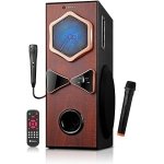 Tronica RIDHAM 4 - The Powerful Bluetooth 80W Home Theater DJ Speaker, Supports PenDrive/SD Card/FM/TV/Aux/Mic with Remote (2 Free MICS- one Wired & one Wireless) (Brown)