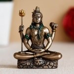 eCraftIndia Brown Resin Meditating Lord Shiva Statue | Lord Shiva Idol for Home Decor Pooja Room Office Car Dashboard | Shiv Murti | Shiv Idol Gift for Diwali Housewarming Maha Shivratri Birthday