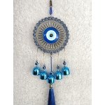 MOOZ Copper Alloy Wind Chimes For Home Positive Energy, Evil Eye Hanging For Home, Evil Eye Home Decor Items, Hanging Decorative Items For Home (Round 2), Blue