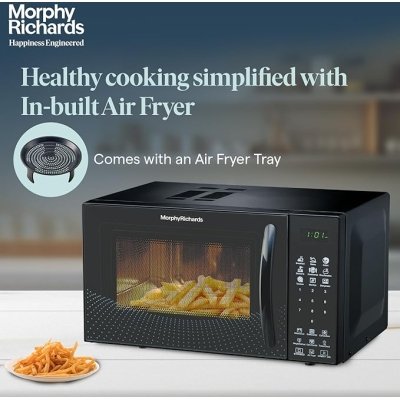 Morphy Richards Air 23Cgad Convection Microwave Oven for Kitchen, with in-Built Air Fryer & Dehydrator|23 Litre with 220 Autocook Menu,Black